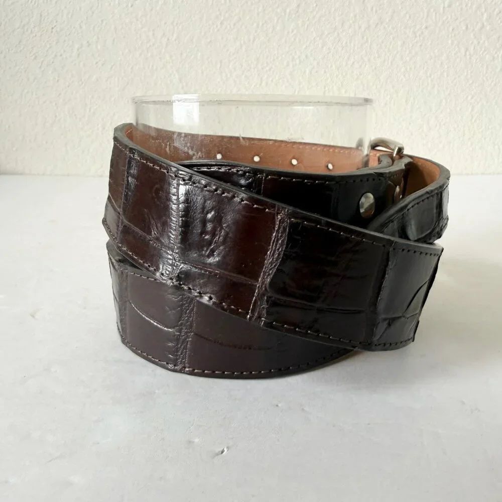 Rod Patrick Mens Western Belt Brown Genuine Caiman Leather 1.5